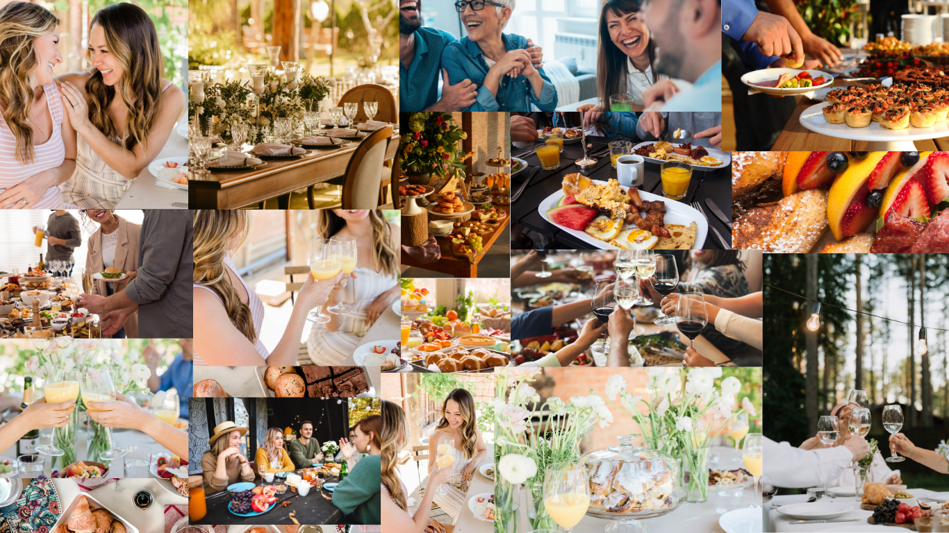 Brunch party decoration collage