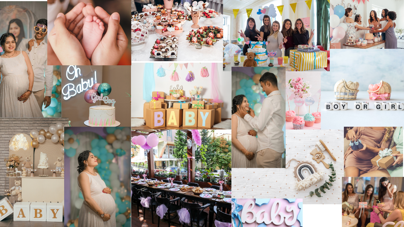 Baby shower decoration collage