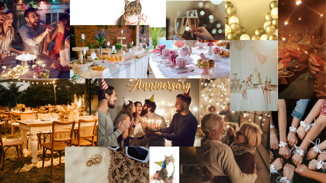 Girls' night party decoration collage